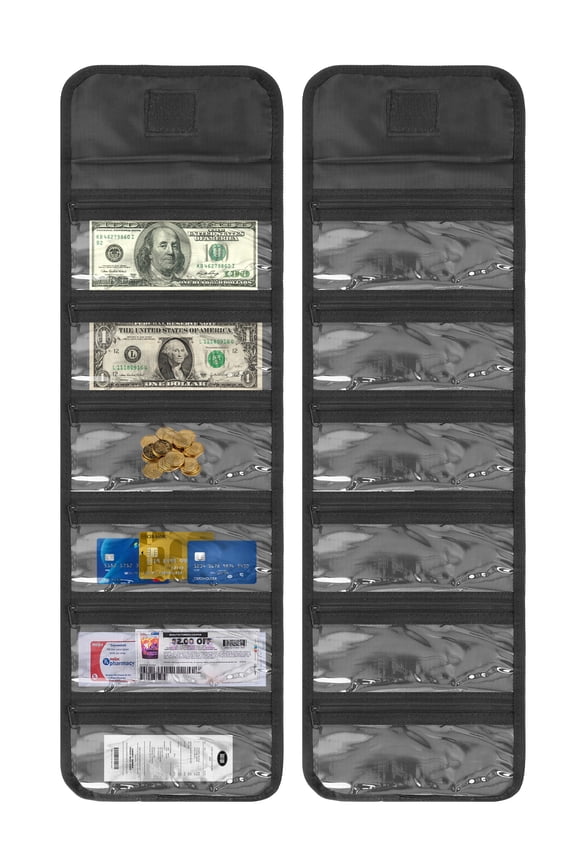 Money Wallet, TSV Money Organizer for Cash with 6 Zippered Pocket Multipack Money Pouch, Cash Bill Organizer for Budgeting, Receipt and Tips