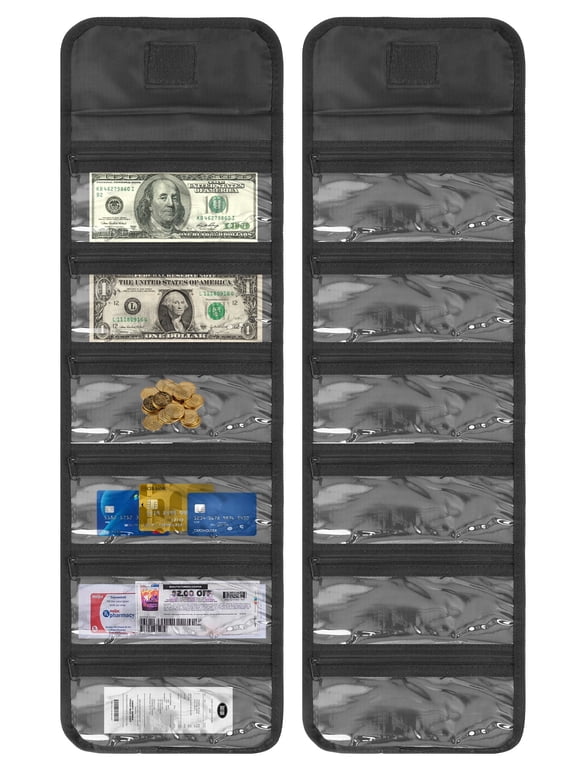 Money Wallet, TSV Money Organizer for Cash with 6 Zippered Pocket Multipack Money Pouch, Cash Bill Organizer for Budgeting, Receipt and Tips