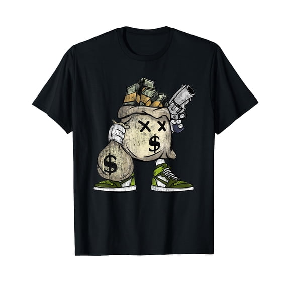 Money bag with gun funny gangsta hustle hard t shirt gift T T-Shirt