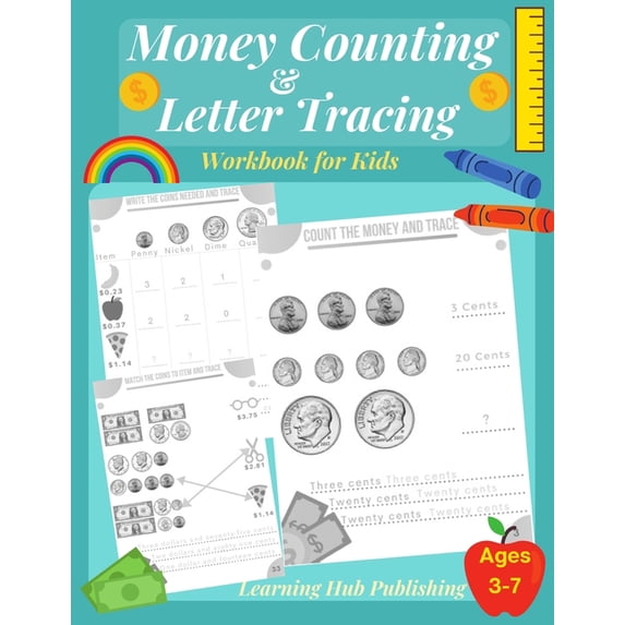 Counting Letter Example Money counting and Letter Tracing Workbook for Kids: Coin Counting, Pre ...