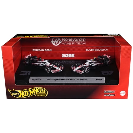 "MoneyGram Haas F1 Team" Formula One F1 World Championship (2025) 2 Piece Set Diecast Model Cars by Hot Wheels