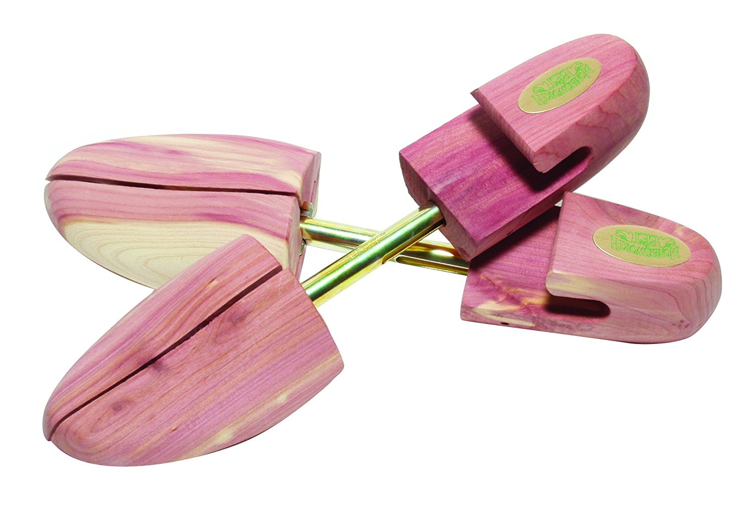 Natural Wood Shoe Trees For Men – Twin Tube Adjustable – Large/Wide Fit – Brown Beige