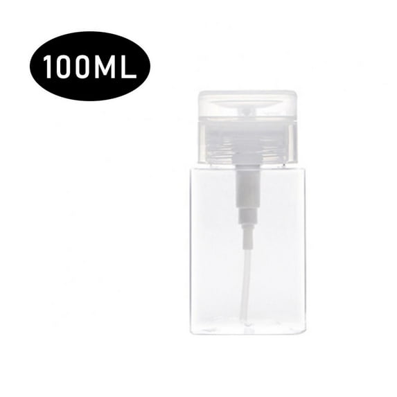 Monfince 100ml Push Down Empty Lockable Pump Dispenser Bottle for Nail Polish and Makeup Remover White Top Cap