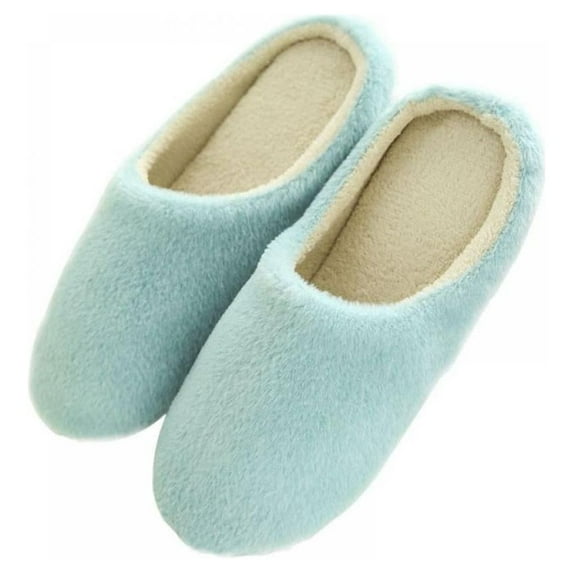 Monfince Autumn Winter Ladies Home Indoor Soft Solid Bottom Couples Silent Plush Non-slip Wooden Floor Cotton Slippers