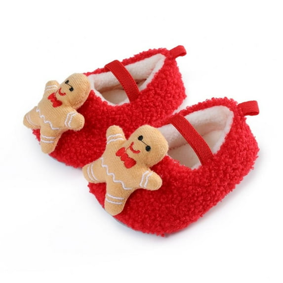 Monfince Baby Toddler Shoes Newborn Plush Warm Boots Christmas Slipper Shoes Infant Winter Prewalker Boot 0-6M