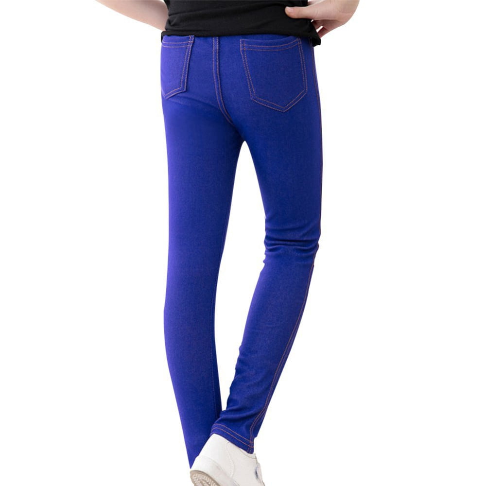 Girls Dark Blue Slim Fit Lycra Denim Jeggings