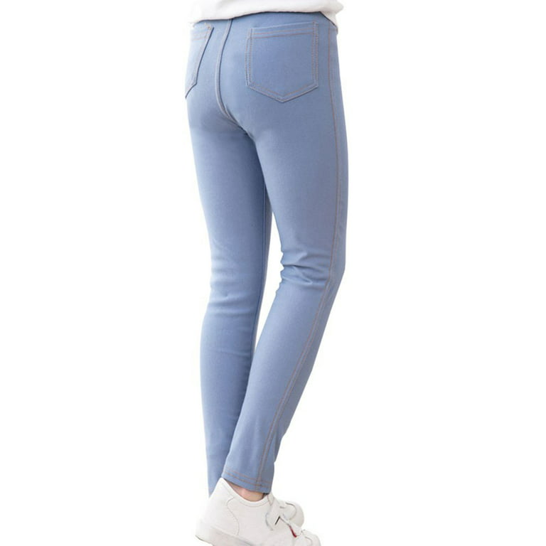 Monfince Girls' Jeggings - Pull On Super Stretch Denim Skinny Jeans for  Girls Light Blue 130cm/4.2ft