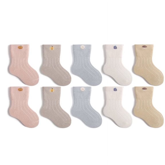 Monfince Newborn Cotton Crew Socks 5 Pairs Unisex Baby Solid color Sock Ankle Socks for Boy Girls Infant Toddlers 0-6M