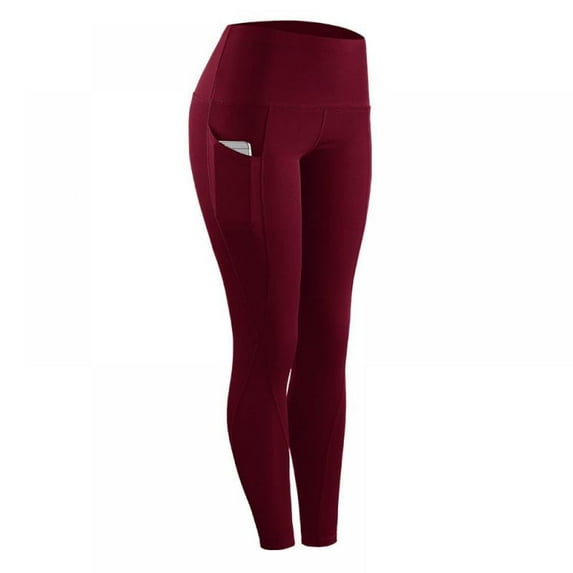 Monfince Women High Elastic Leggings Solid Stretch Compression Casual Yoga Jogging Sportswear Pants With Pocket