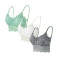 thumbnail image 1 of Monfince Women's Lace Spaghetti Strap Crop Cami Cute Knit Slim Fit O Neck Camisole Tank Tops, 3 Packs, Green+White+Gray, L, 1 of 6