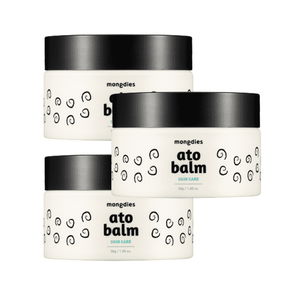 Mongdies Baby Ato Balm | Intensive Moisture Barrier Balm for Dry Sensitive Skin | Non Sticky Ceramide Balm with Plant Oils | For Cheeks Hands & Dry Areas | Vegan EWG Green | 1.05 oz | 3 Pack