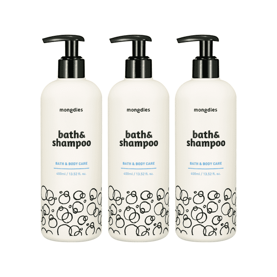 Mongdies Baby Bath & Shampoo | Head-to-Toe All-in-One Gentle Wash | Tear-Free & pH Balanced Formula | 6-Layer Ceramide for Moisture Retention | Vegan & Dermatologist Tested | 13.52 fl. oz | 3 Pack