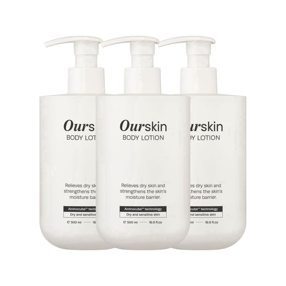 Mongdies Our Skin Body Lotion | Amino Cubeâ„¢ Moisture Technology | Long Lasting Hydration & Skin Texture Care | Low pH Formula for Sensitive & Family Skin | Vegan & EWG Green | 16.9 fl oz | 3 Pack
