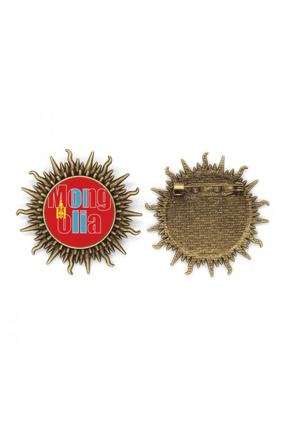 Mongolia Country Flag Name Metall Sonne Brosche Haken Pin