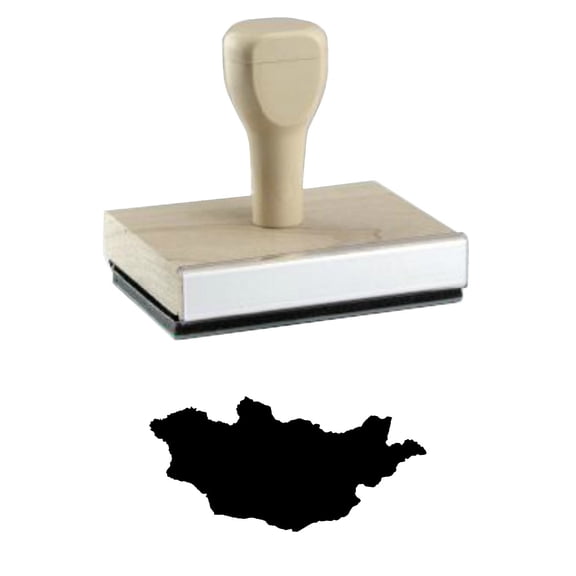 Mongolia Country Rubber Stamp, 1 X 2" Wood Stamp