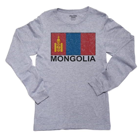 Mongolia Flag - Special Vintage Edition Girl's Long Sleeve Grey T-Shirt
