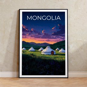Mongolia Grasslands Travel Landscape Wall Art Decor Unframed Paper Print