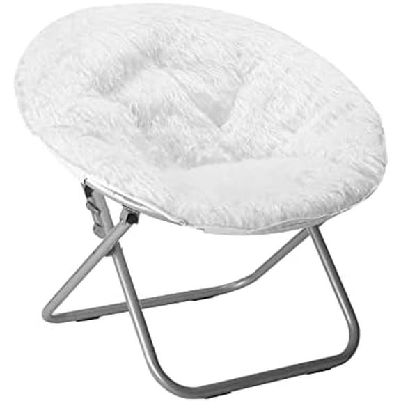 Mongolian Faux Fur Saucer Chair, Off White$$Home Decor, Kitchen, & Other