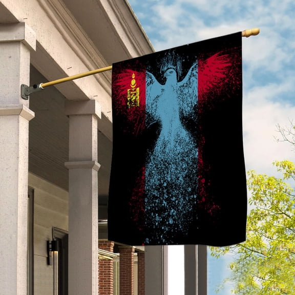 Mongolian Flag With Eagle Painting - Proud Mongolia House Flag (29.5x39.5) Double-Sided Decorative Polyester Indoor/Outdoor Flag