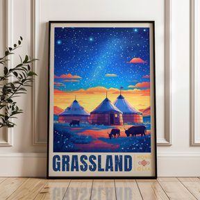 Mongolian Grassland Travel Landscape Wall Art Decor Unframed Paper Print