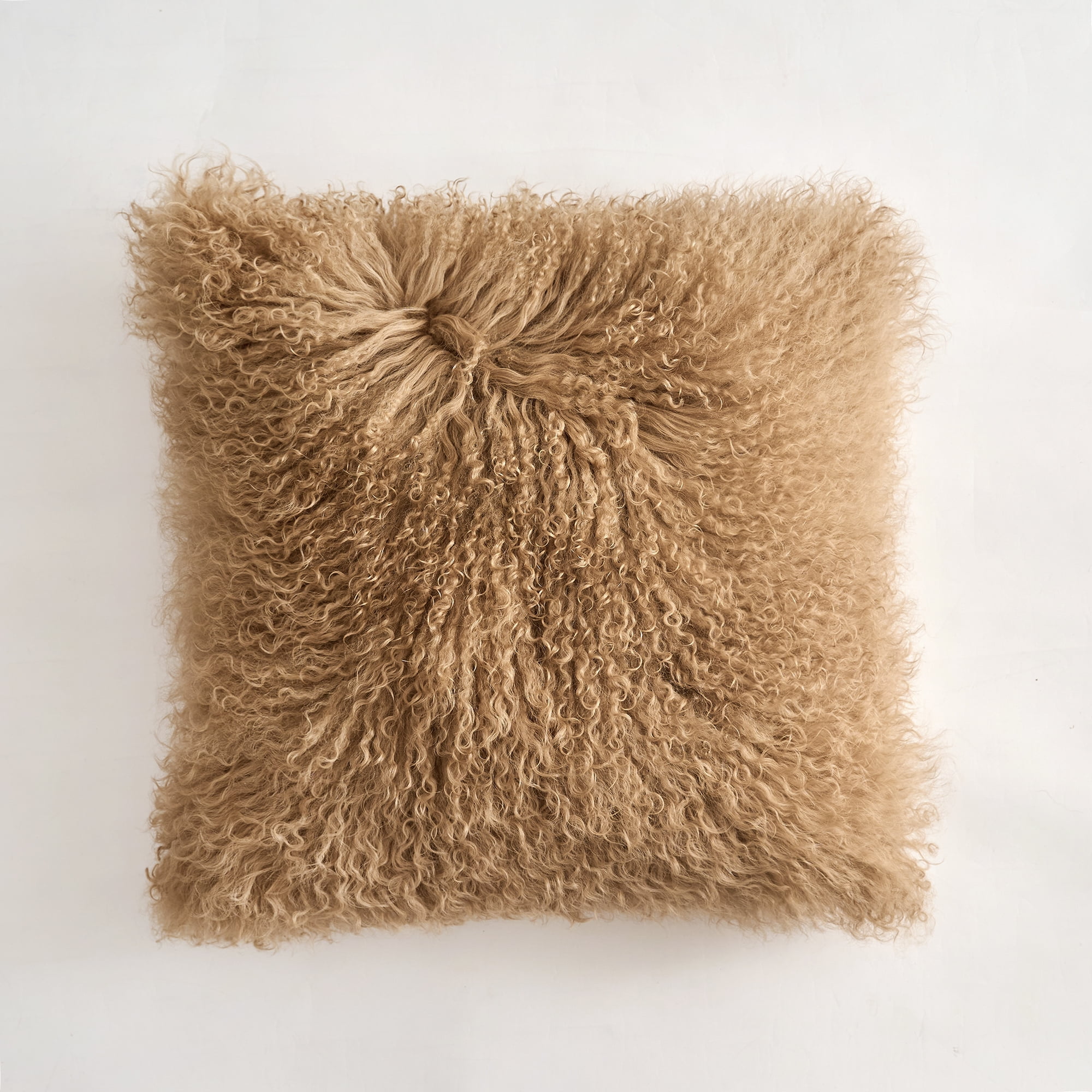 Firesidefur Lamb Fur Pillow Cover - 16"x16", Beige