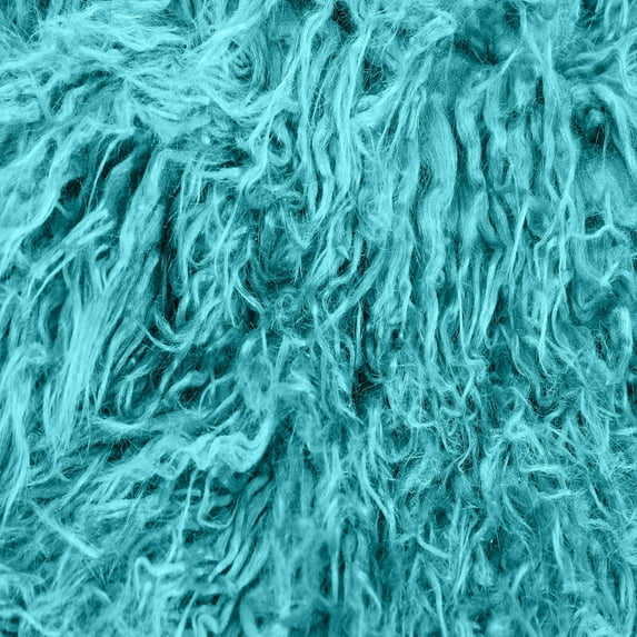 Mongolian Sheep Wool Faux Fur-Fabric by The Yard-Shaggy Mohair-for Sewing, Costumes, Pillows, Rugs, Apparel, Clothing, Decorations, Upholstery, Home DIY Project - Light Teal (Style #6756) Half Yard