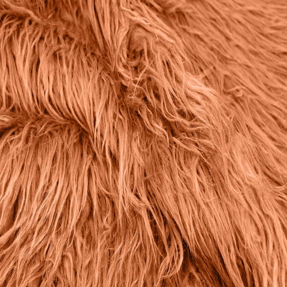 Mongolian Sheep Wool Faux Fur-Fabric by The Yard-Shaggy Mohair-for Sewing, Costumes, Pillows, Rugs, Apparel, Clothing, Decorations, Upholstery, Home DIY Project - Red Brown(Style #6756)Half Yard