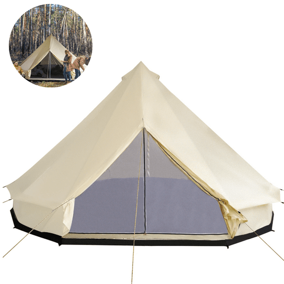 【LuckyNote】Mongolian-Style Yurt Tent (16'+ Wide) - 10-Person Capacity, 210D Polyester with 2000mm+ Waterproof & Anti-UV, Double-Layer Mesh Doors/4 Vents