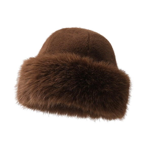 Mongolian Wide Brim Bucket Hat Winter Fisherman Hat Thicken Plush Fisherman Hat for Adult Teens Keep Warm Commute Hat