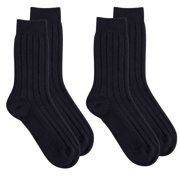 2 Pairs Premium Mongolian Wool Socks, Thick & Cozy Mid-Calf Socks for Home, Travel & Everyday Comfort, Black, Made in Mongolia