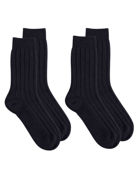 2 Pairs Premium Mongolian Wool Socks, Thick & Cozy Mid-Calf Socks for Home, Travel & Everyday Comfort, Black, Made in Mongolia