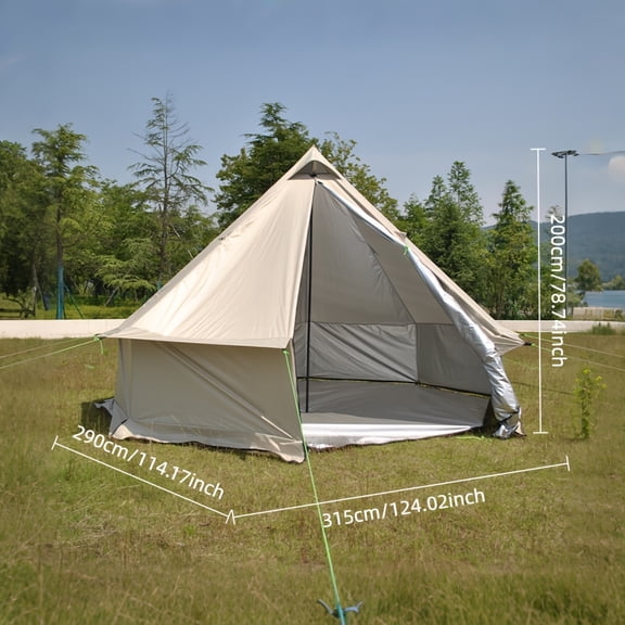 Mongolian Yurt Tent (7 Square Meters, for 6-8 People) - Equipped with Chimney Opening, Made of Silver-Coated Oxford Fabric (Heat Insulating & ), Ideal for Camping, Gatherings and Emergency Shelter