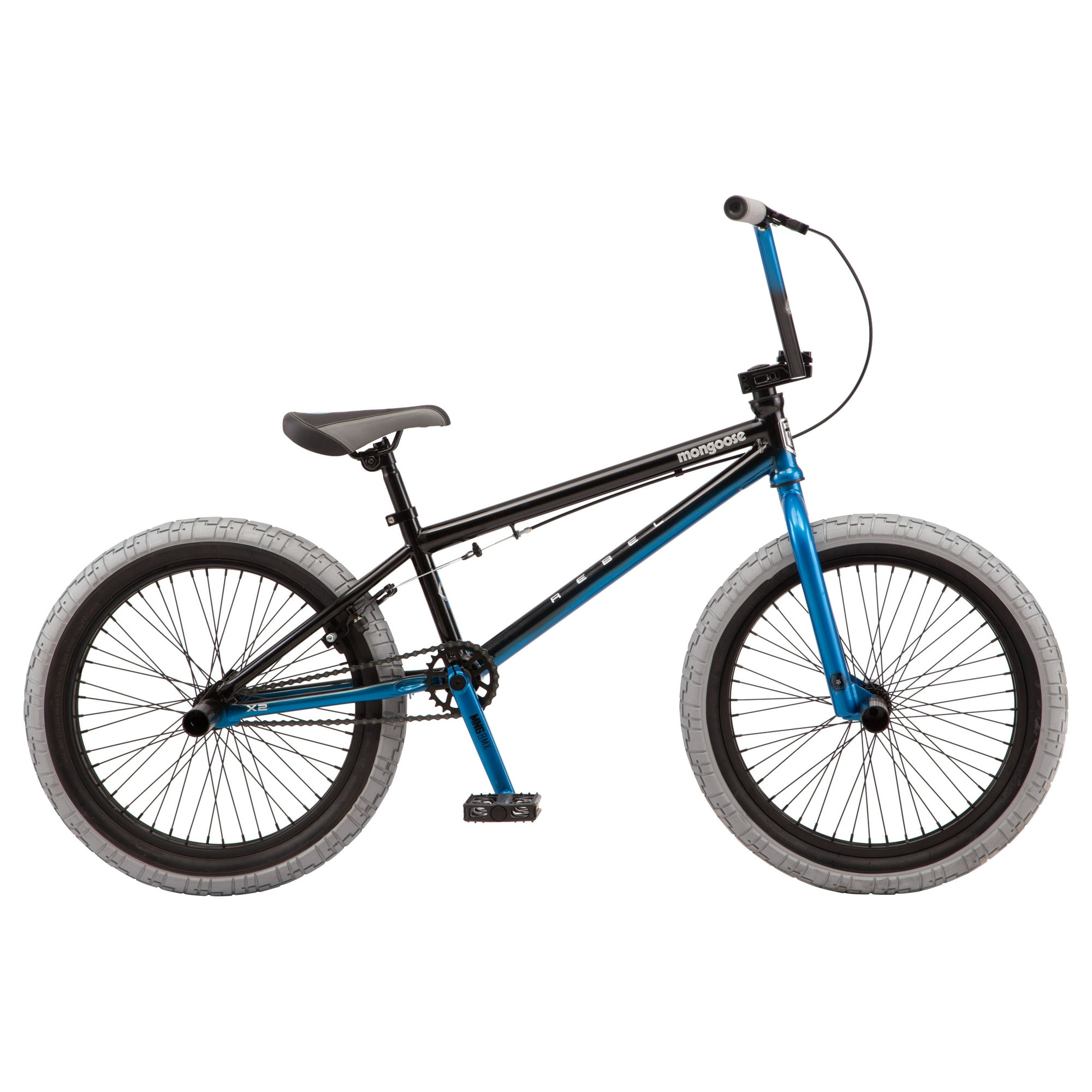 Mongoose 20-in. Rebel X2 Unisex Kids BMX Bike, Black and Blue, One Speed -  Walmart.com