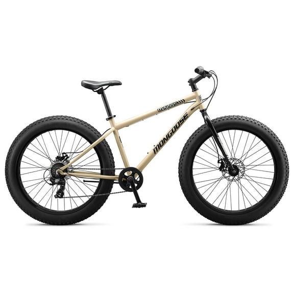 Mongoose Malus Fat Tire Mountain Bike, 26 Inch Wheels, Ages 14+, Tan