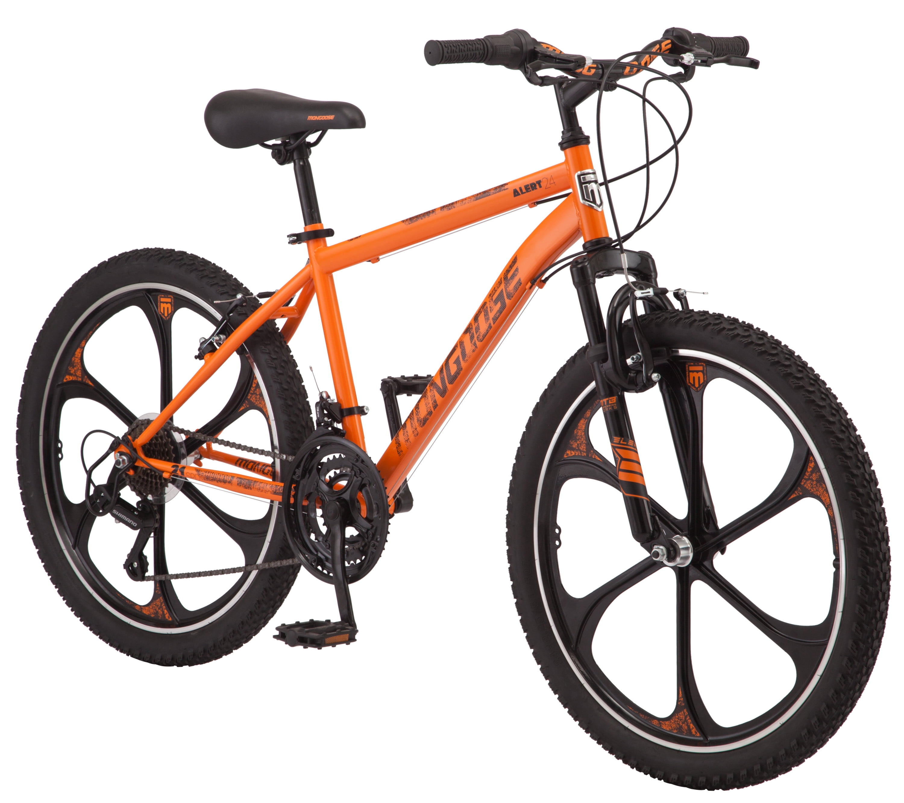 James Dyson pop Lao Mongoose Alert Mag Wheel mountain bike, 24-inch wheels, 7 speeds, orange -  Walmart.com