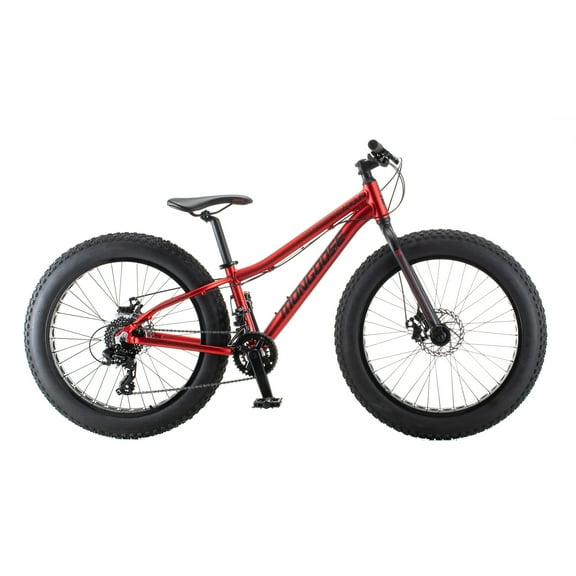 Mongoose Argus Trail Fat Tire Mountain Bike, 24 Inch Wheels, Ages 10 -15, Red