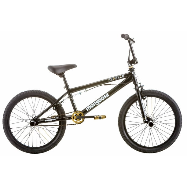 Mongoose BRAWLER Boys Freestyle BMX Bike, 20 Wheels, Black