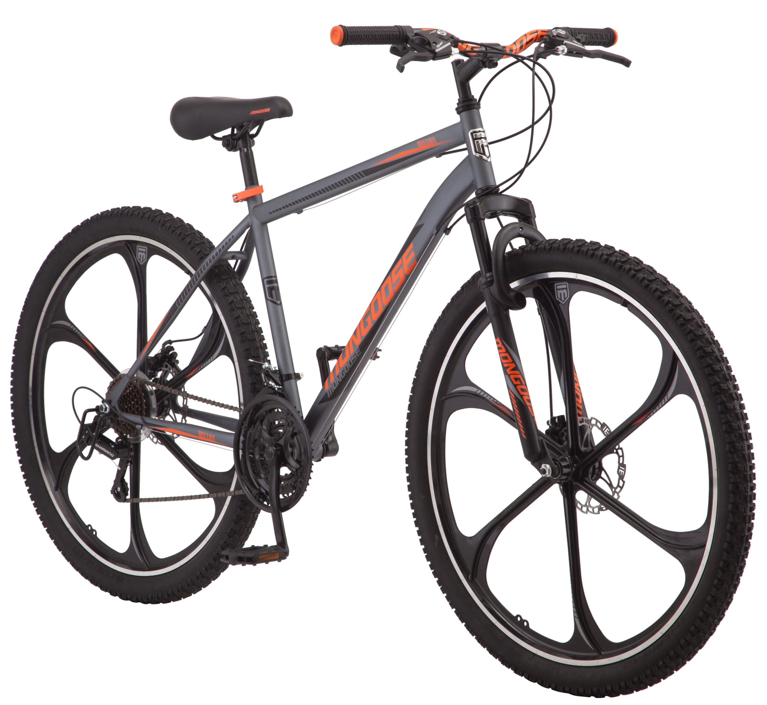 Mongoose Billet Mountain Bike, 21 speed, 29 inch Mag wheels, mens frame, grey