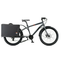 Mongoose Envoy Adult Cargo Bike, 26-Inch Wheels, 24 Speed, Gray