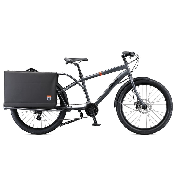 マングース　ENVOY カーゴバイク　ロング　運搬　キャンプ　ビーチ　自転車 Mongoose Envoy Adult Cargo Bike, 26-Inch Wheels, 24 Speed, Gray
