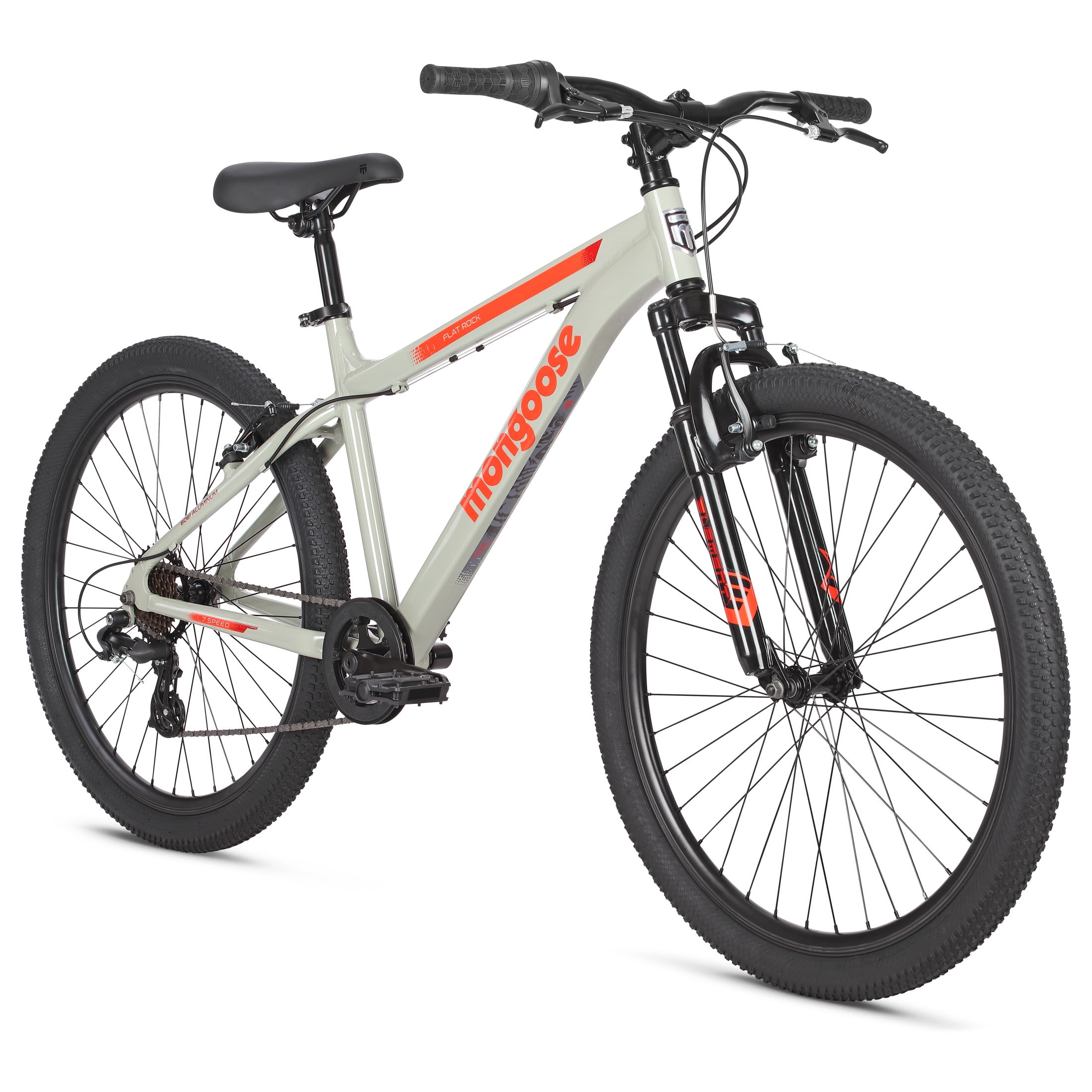 Mongoose Flatrock Mountain Bike, 26 Inch Wheels, Ages 14+, Gray
