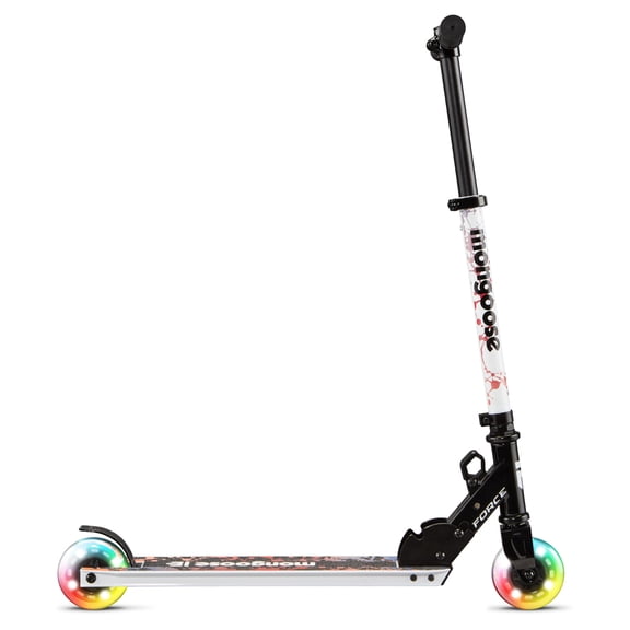 Mongoose Force 100 Lighted Folding Scooter, For Kids Age 5+, White and Black