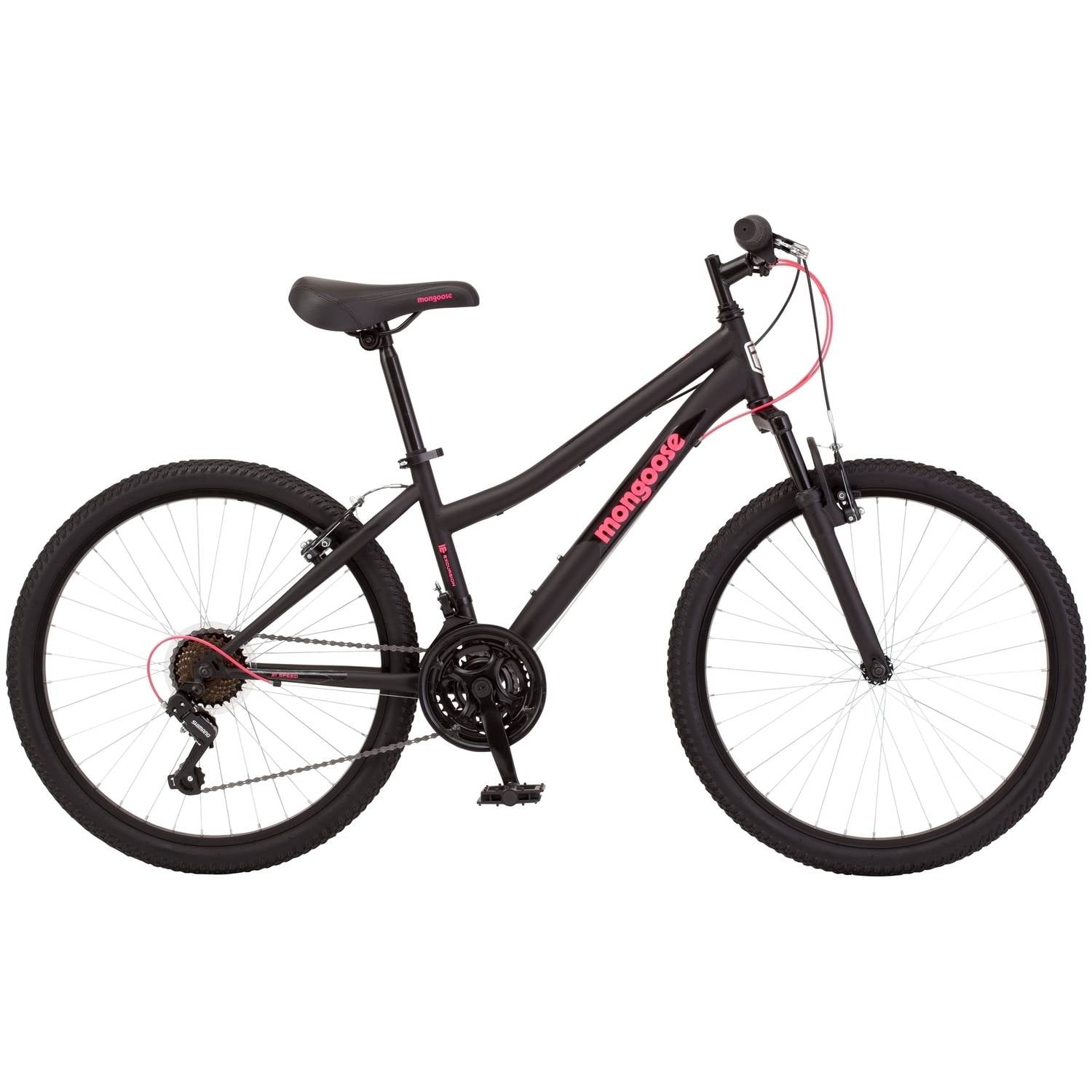Mongoose Girls' 24" Excursion Mountain Bike, Black