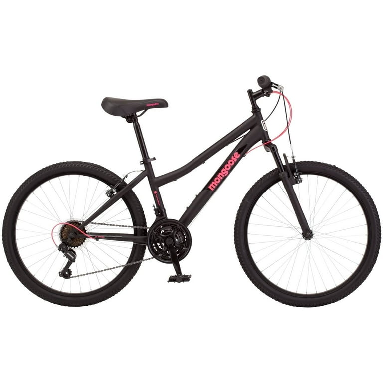 Mongoose Youth 24 Inch Excursion Mountain Bike Black Steel Frame - Main Image