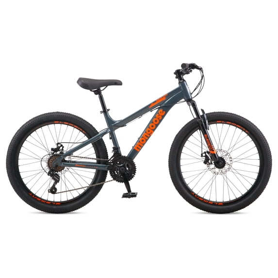 Mongoose Grafton Mountain Bike, 24-Inch Wheels, 21 Speeds, Gray