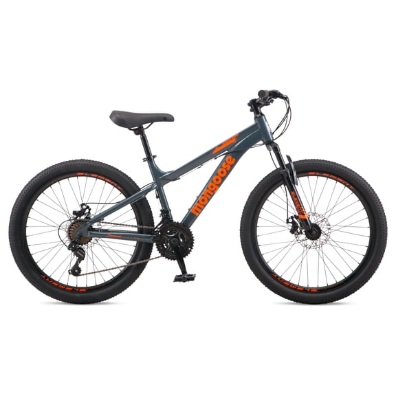 Mongoose Grafton Mountain Bike, 24-Inch Wheels, 21 Speeds, Gray