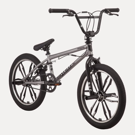 Mongoose Legion Mag Kids Freestyle Sidewalk BMX Bike, Beginner Riders, Girls and Boys, 20-Inch Stylish Aluminum Mag Wheels With 4 Axle Pegs, Hi-Ten Steel Frame, Micro Drive 40x16T BMX Gearing, Silver