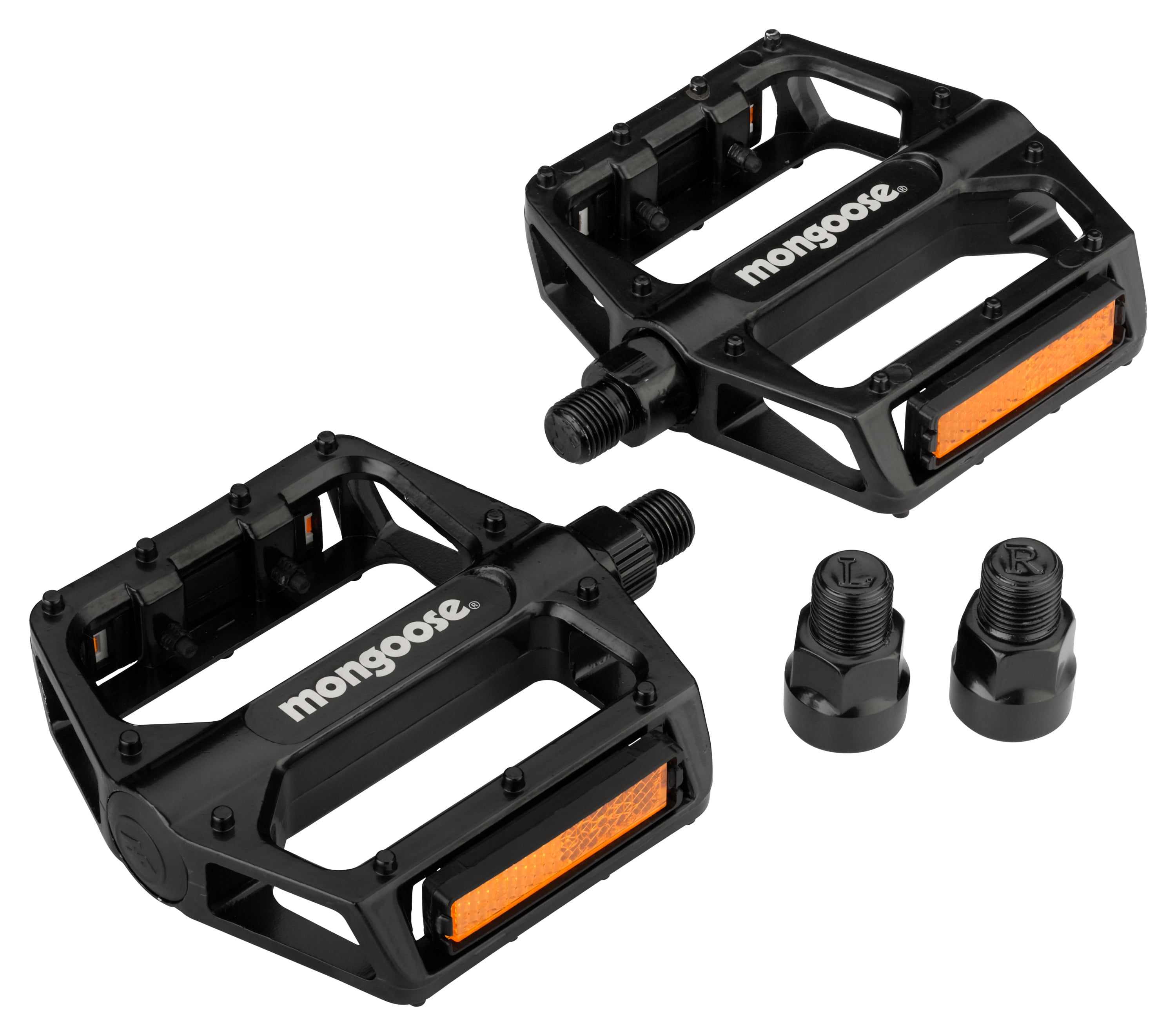 Bike Pedals Blocks W/Rubber Band Orange/Black.