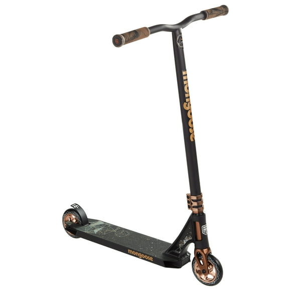 Mongoose Rise 110 Expert Freestyle Stunt Kick Scooter, for ages 8 and up, Black tan