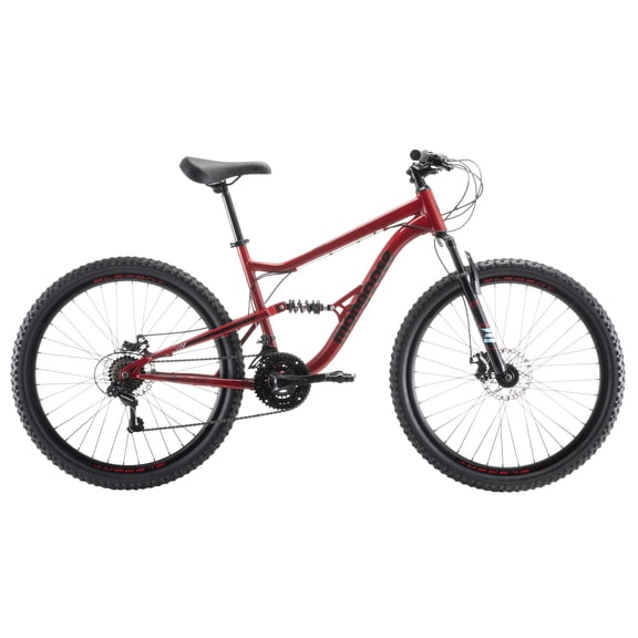 Mongoose Status Dual Suspension Mountain Bike, 27.5-Inch Wheels, 21 Speeds, Red